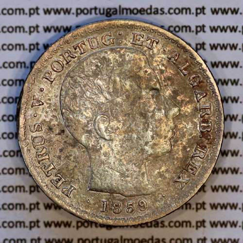 Portugal 500 réis 1859 silver (VF) - Obverse  – Ref. MQ.4D.AG.P5.08.04.A8