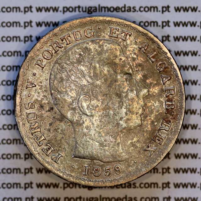 Portugal 500 réis 1859 silver (VF) - Obverse  – Ref. MQ.4D.AG.P5.08.04.A8