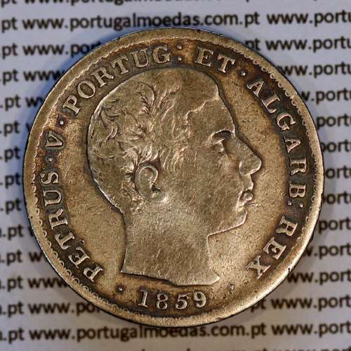 Portugal 500 réis 1859 silver (VF) - Obverse – Ref. MQ.4D.AG.P5.08.04.A7a