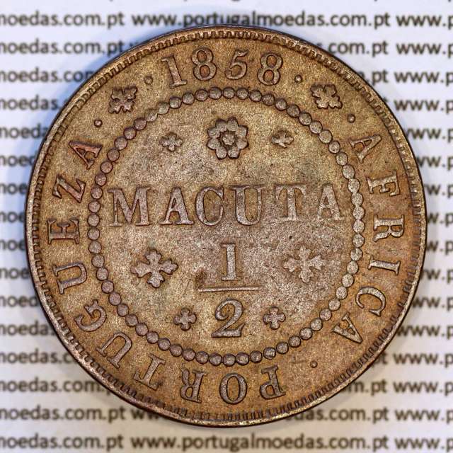 Angola 1/2 Macuta 1858 copper – (VF) – Reverse – Ref. MQ.4D.AG.P5.AG.01.01.B6