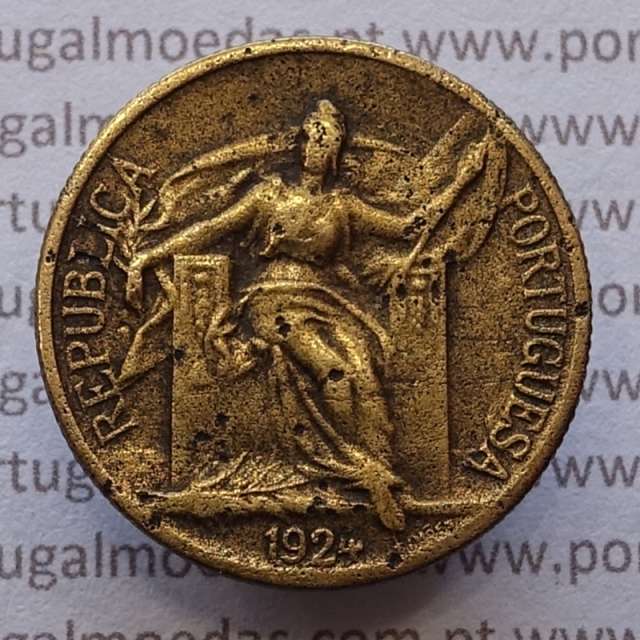 50 Centavos 1924 Bronze-Alumínio, $50 centavos 1924 Alumínio-Bronze Republica Portuguesa, (MBC), World Coins Portugal  KM 575