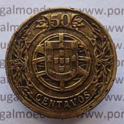 50 Centavos 1924 Bronze-Alumínio, $50 centavos 1924 Alumínio-Bronze Republica Portuguesa, (MBC), World Coins Portugal  KM 575
