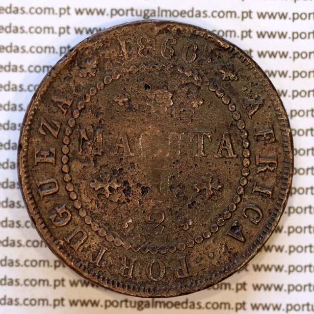 Portugal Angola 1/2 Macuta 1860 copper (F) — Reverse —  Ref. MQ.4D.AG.P5.AG.01.02.C4
