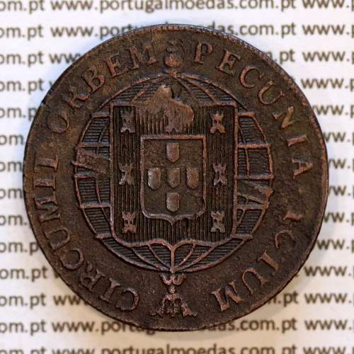 40 Réis 1821 cobre — Reverso com carimbo Coroa Pequena — variação de brilho 1 — Ref.MQ.4D.AG.P5.ST.10.05.A5