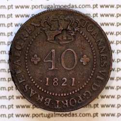 40 Réis 1821 copper — Obverse with Small Crown countermark — brightness variation 1 — Ref. MQ.4D.AG.P5.ST.10.05.A5