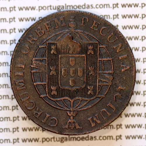 40 Réis 1821 cobre — Reverso com carimbo Coroa Pequena — variação de brilho 2 — Ref.MQ.4D.AG.P5.ST.10.05.A5