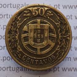 50 Centavos 1924 Bronze-Alumínio, $50 centavos 1924 Alumínio-Bronze Republica Portuguesa, (MBC), World Coins Portugal  KM 575