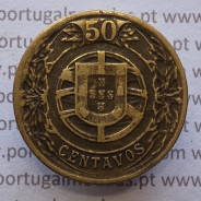 50 Centavos 1924 Bronze-Alumínio, $50 centavos 1924 Alumínio-Bronze Republica Portuguesa, (MBC), World Coins Portugal  KM 575