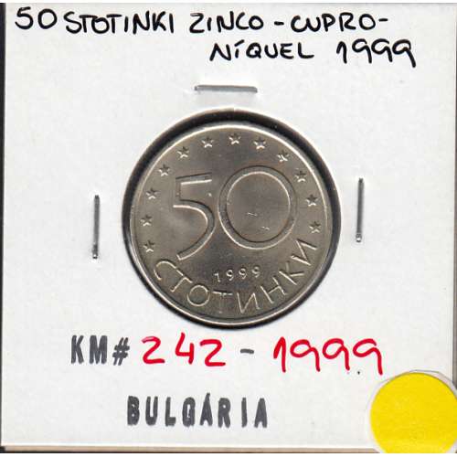 Bulgária 50 Stotinki 1999 Zinco Cupro-níquel, World Coins Bulgária KM 242