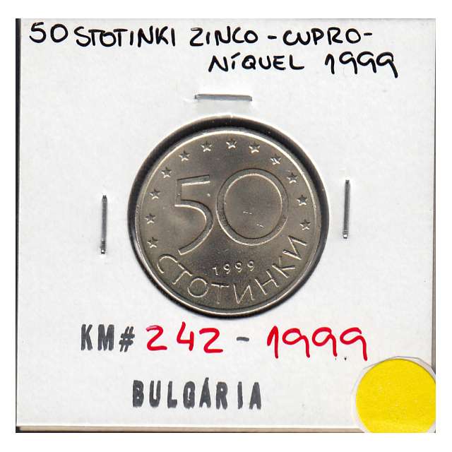 Bulgária 50 Stotinki 1999 Zinco Cupro-níquel, World Coins Bulgária KM 242