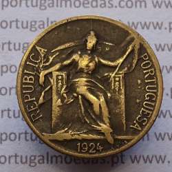50 Centavos 1924 Bronze-Alumínio, $50 centavos 1924 Alumínio-Bronze Republica Portuguesa, (MBC), World Coins Portugal  KM 575
