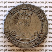 Portugal Tornês de Busto coin, Ferdinand I (1367–1383), billon — anchor‑shaped cross variant — obverse — brightness variation 3