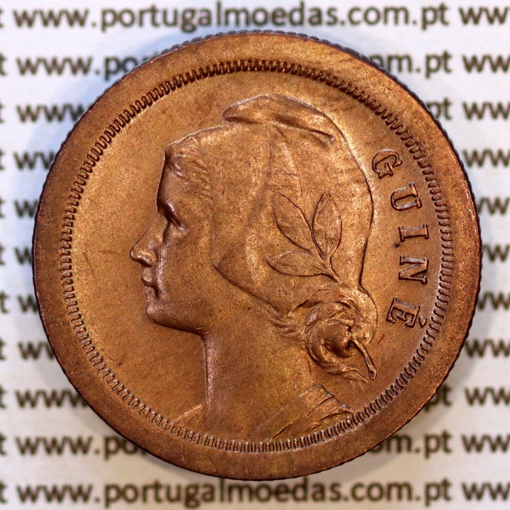 Guiné Portuguesa 20 Centavos bronze 1933, moeda colonial da República, referência KM#3 numismática