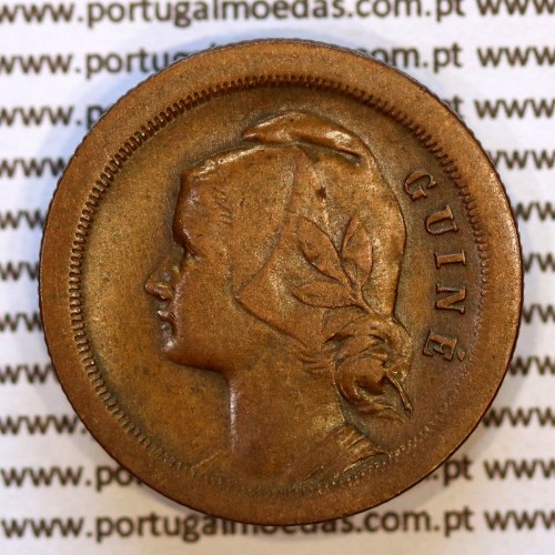 Moeda 20 Centavos 1933 bronze Guiné Portuguesa, emissão colonial da República, KM#3 numismática MBC+