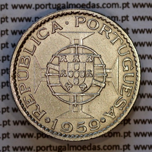 3 Escudos 1959 alpaca Índia, (MBC+) – Reverso (variação de brilho 1) – Ref. AG.IN.17.02.B2