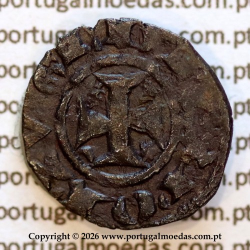 Portugal medieval billon dinheiro coin — Obverse (brightness variation 1) — Ref. MQ.1D.AG.DI.04.58.A2