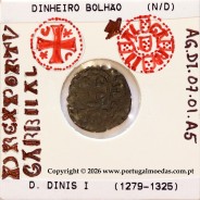 Dinheiro em bolhão D. Dinis I — Detalhe iconográfico (cruz pátea e escudetes) — Ref. MQ.1D.AG.DI.07.01.A5