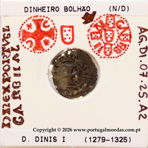 Dinheiro em bolhão D. Dinis I — Detalhe iconográfico (incografia) — Ref. MQ.1D.AG.DI.07.25.A2