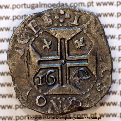 Tostão prata 1642 de D. João IV – Reverso (variação de brilho 2) – Ref. MQ.4D.AG.J4.68.10.A1