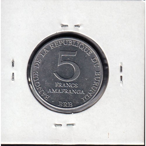 MOEDA DE 5 FRANCS ALUMÍNIO 1980 - BURUNDI - KRAUSE WORLD COINS BURUNDI KM 20