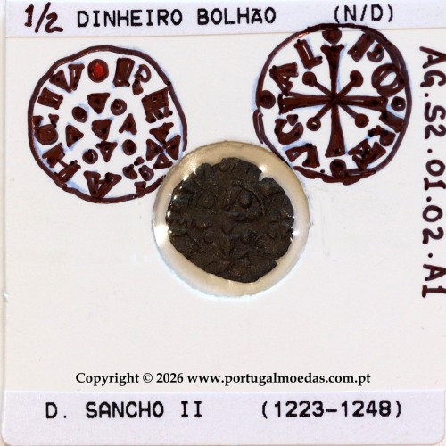 Portugal ½ Dinheiro (Mealha) in billon of King Sancho II (1223–1248) – Iconography Detail – Ref. MQ.1D.AG.S2.01.02.A1