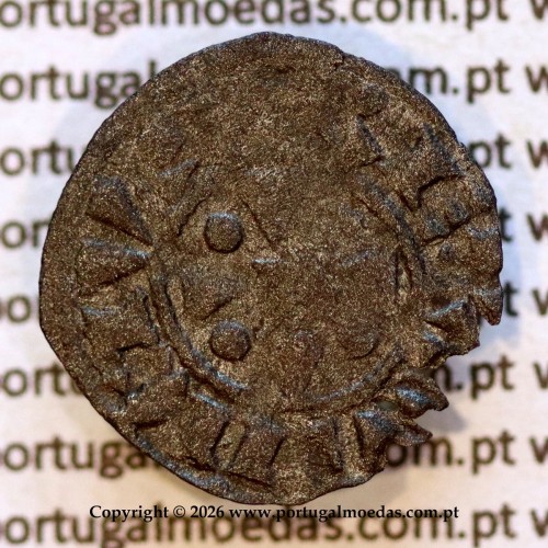 Dinheiro em bolhão de D. Sancho II (1223–1248) – Anverso (Variação Brilho 1) – Ref. MQ.1D.AG.S2.02.02.A1-A1