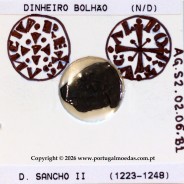 Moeda medieval de D. Sancho II em bolhão – variante de legenda não catalogada – tipologia Cruz Cravada – AG 2.º Grupo