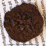 Portugal billon dinheiro coin of King Sancho II — obverse with five shields in cross (corroded specimen)