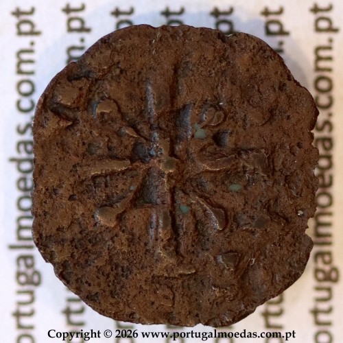 Portugal billon dinheiro coin of King Sancho II — Cross Pattée reverse (corroded specimen)