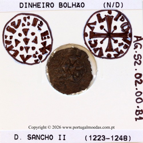 Portugal billon dinheiro coin of King Sancho II — iconographic details of the Cross Pattée typology