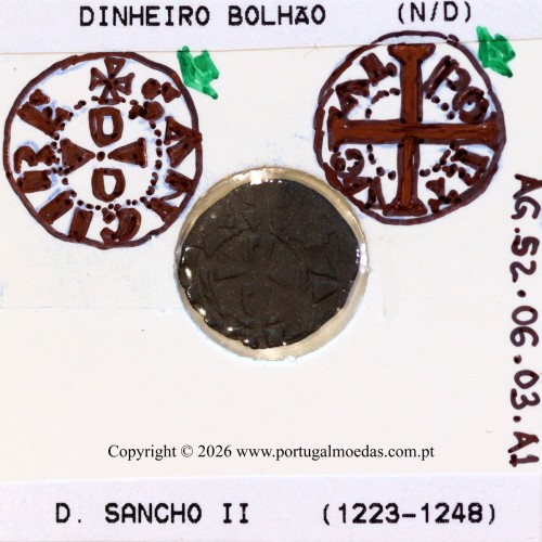 Dinheiro D. Sancho II bolhão – Detalhe iconográfico (incografia) – Ref. MQ.1D.AG.S2.06.03.A1