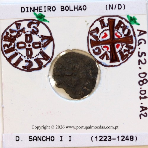 Dinheiro D. Sancho II (1223–1248) bolhão – Detalhe iconográfico – Ref. MQ.1D.AG.S2.08.01.A1