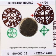 Dinheiro bolhão de D. Sancho II (1223–1248) – Incografia dos escudetes em cruz (Anverso) – Ref. MQ.1D.AG.S2.09.01.A1-A4