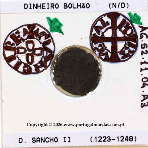 Dinheiro bolhão de D. Sancho II (1223–1248) – Incografia – Ref. MQ.1D.AG.S2.11.04.A3-A3