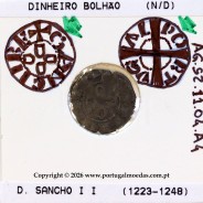 Dinheiro em bolhão de D. Sancho II (1223–1248) – Incografia (Detalhe) – Ref. MQ.1D.AG.S2.11.04.A4-F3