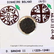 Dinheiro em bolhão de D. Sancho II (1223–1248) – Incografia (Detalhe) – Ref. MQ.1D.AG.S2.11.04.A8-F3