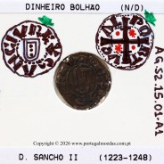 Dinheiro em bolhão de D. Sancho II (1223–1248) – Incografia – Ref. MQ.1D.AG.S2.15.01.A1
