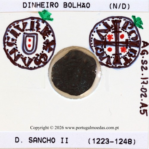 Dinheiro em bolhão de D. Sancho II (1223–1248) – Incografia – Ref. MQ.1D.AG.S2.17.02.A5 -F3