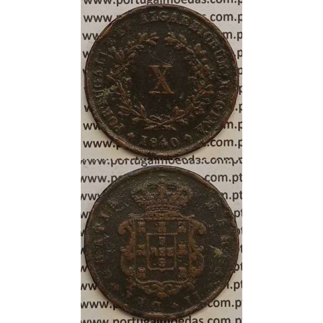 MOEDA X REIS COBRE 1840 (BC-) - D.MARIA II