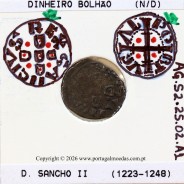 Portugal dinheiro in billon of King Sancho II (1223–1248) – Iconography – Ref. MQ.1D.AG.S2.25.02.A1