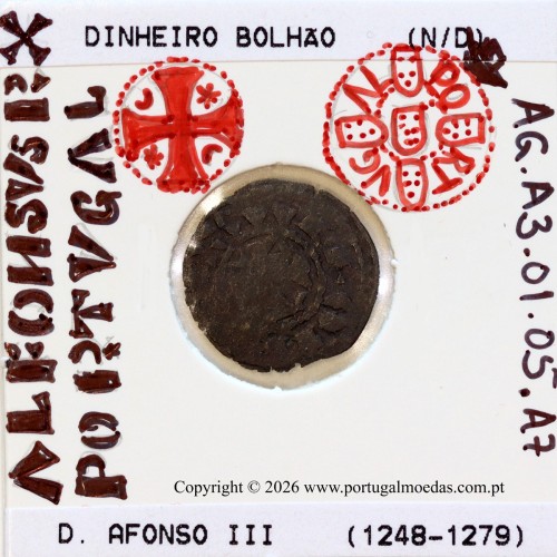 Portugal billon dinheiro of King Afonso III (1248–1279) – Incography – Ref. MQ.1D.AG.A3.01.05.A7
