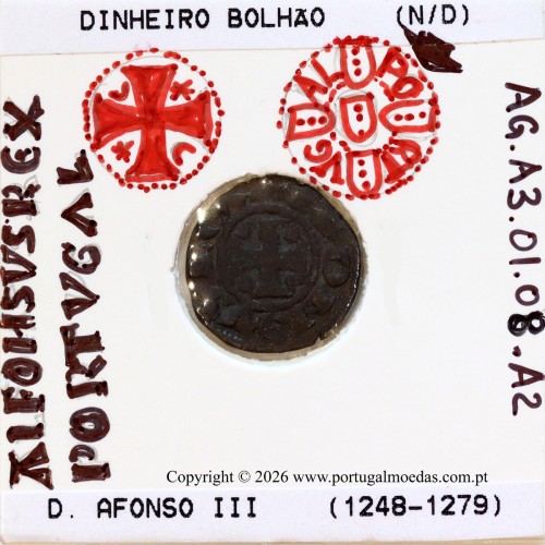 Portugal billon dinheiro of King Afonso III (1248–1279) – Incography – Ref. MQ.1D.AG.A3.01.08.A2