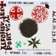 Dinheiro em bolhão de D. Afonso III (1248–1279) – Incografia – Ref. MQ.1D.AG.A3.01.29.A1