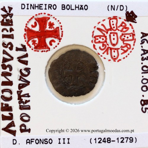 Dinheiro em bolhão de D. Afonso III (1248–1279) – Incografia – Ref. MQ.1D.AG.A3.01.00.B5