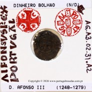 Dinheiro em bolhão de D. Afonso III (1248–1279). – Incografia – Ref. MQ.1D.AG.A3.02.31.A2