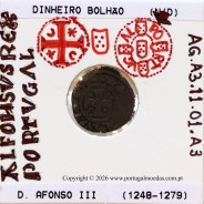 Dinheiro em bolhão de D. Afonso III (1248–1279). – Incografia – Ref. MQ.1D.AG.A3.11.01.A3