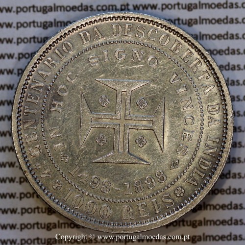 1000 Réis 1898 prata D. Carlos I – (MBC+) – Reverso – Ref. MQ.4D.AG.C1.14.01.C2