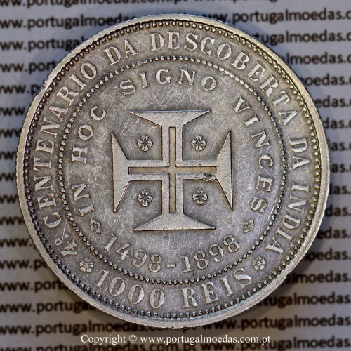 Portugal 1000 Réis 1898 silver coin – (VF+) – Reverse – Ref. MQ.4D.AG.C1.14.01.B7