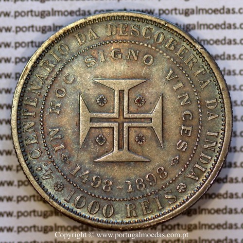 Portugal 1000 Réis 1898 silver coin – (VF+/Fine) – Reverse – Ref. MQ.4D.AG.C1.14.01.A9