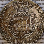 Cruzado Novo prata 1818 D. João VI — Detalhe da coroa baixa — Ref. MQ.4D.AG.J6.12.01.A4 — Estado: Bela